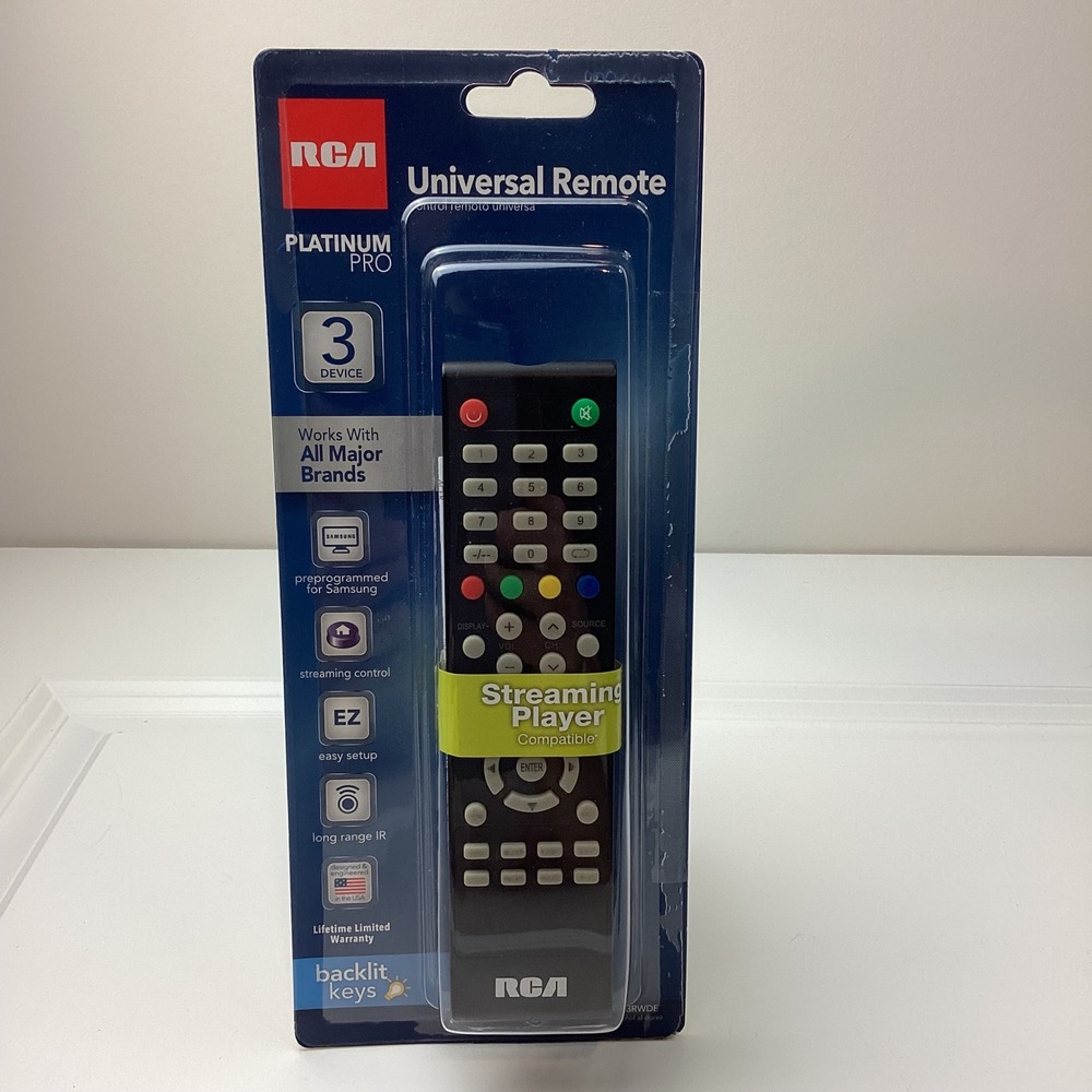 RCA Platinum Pro 3-Device Universal Remote RCR003RWDE Black Backlit Keys